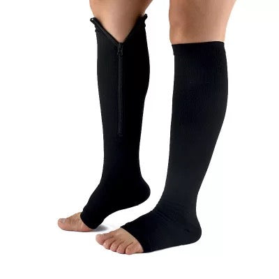 Zip-up compression socks